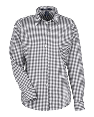 Devon & Jones CrownLux Performance® Ladies' Gingham Shirt - Graphite/ White