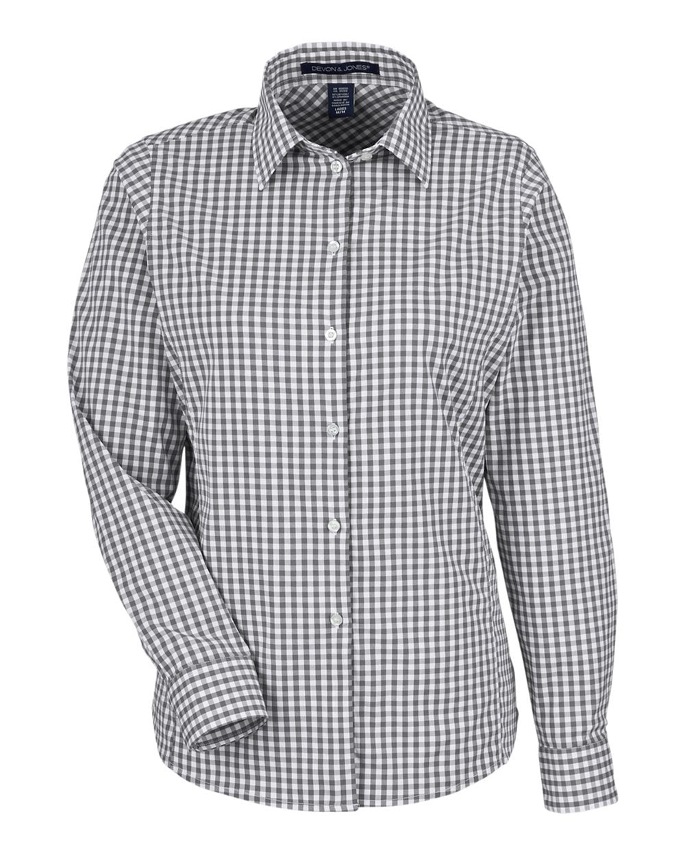 Devon & Jones CrownLux Performance® Ladies' Gingham Shirt - Graphite/ White
