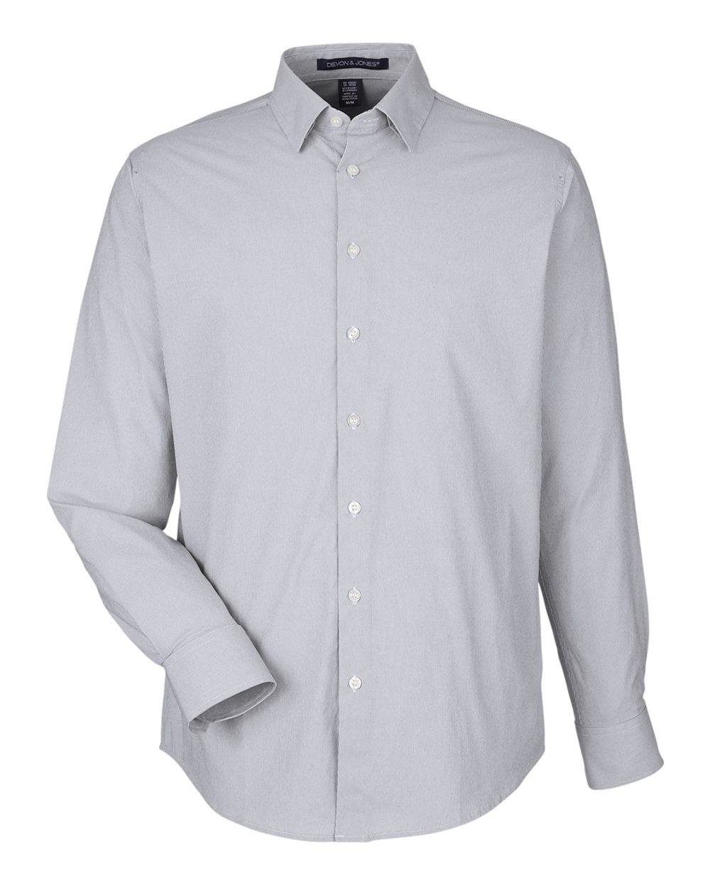 Devon & Jones CrownLux Performance® Men's Microstripe Shirt - Graphite/ White