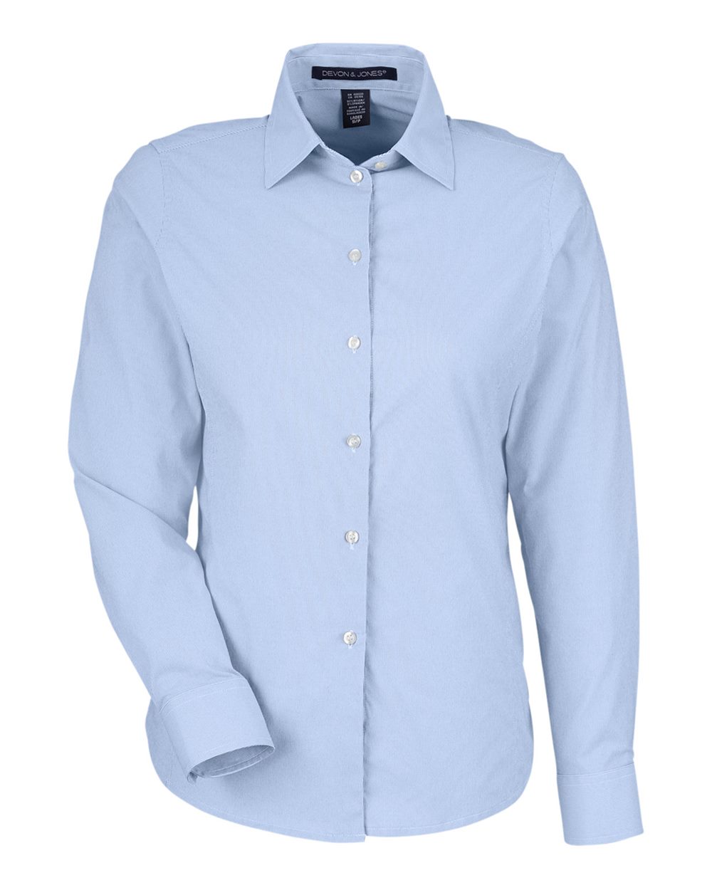 Devon & Jones CrownLux Performance® Ladies' Microstripe Shirt - French Blue/ White