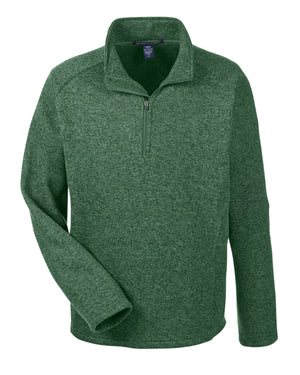 Devon & Jones Adult Bristol Sweater Fleece Quarter-Zip - Forest Heather