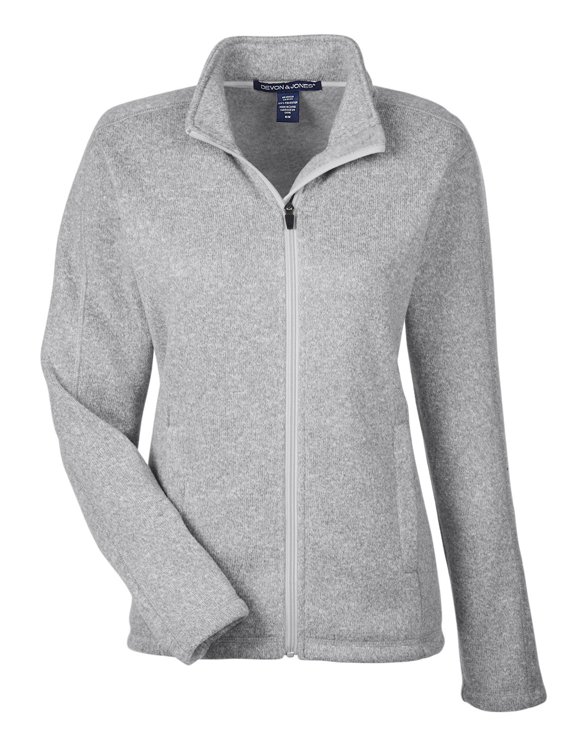 Devon & Jones Ladies' Bristol Full-Zip Sweater Fleece Jacket - Grey Heather