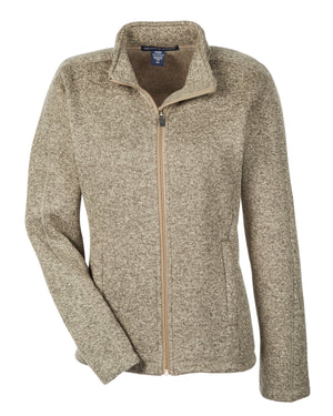 Devon & Jones Ladies' Bristol Full-Zip Sweater Fleece Jacket - Khaki Heather