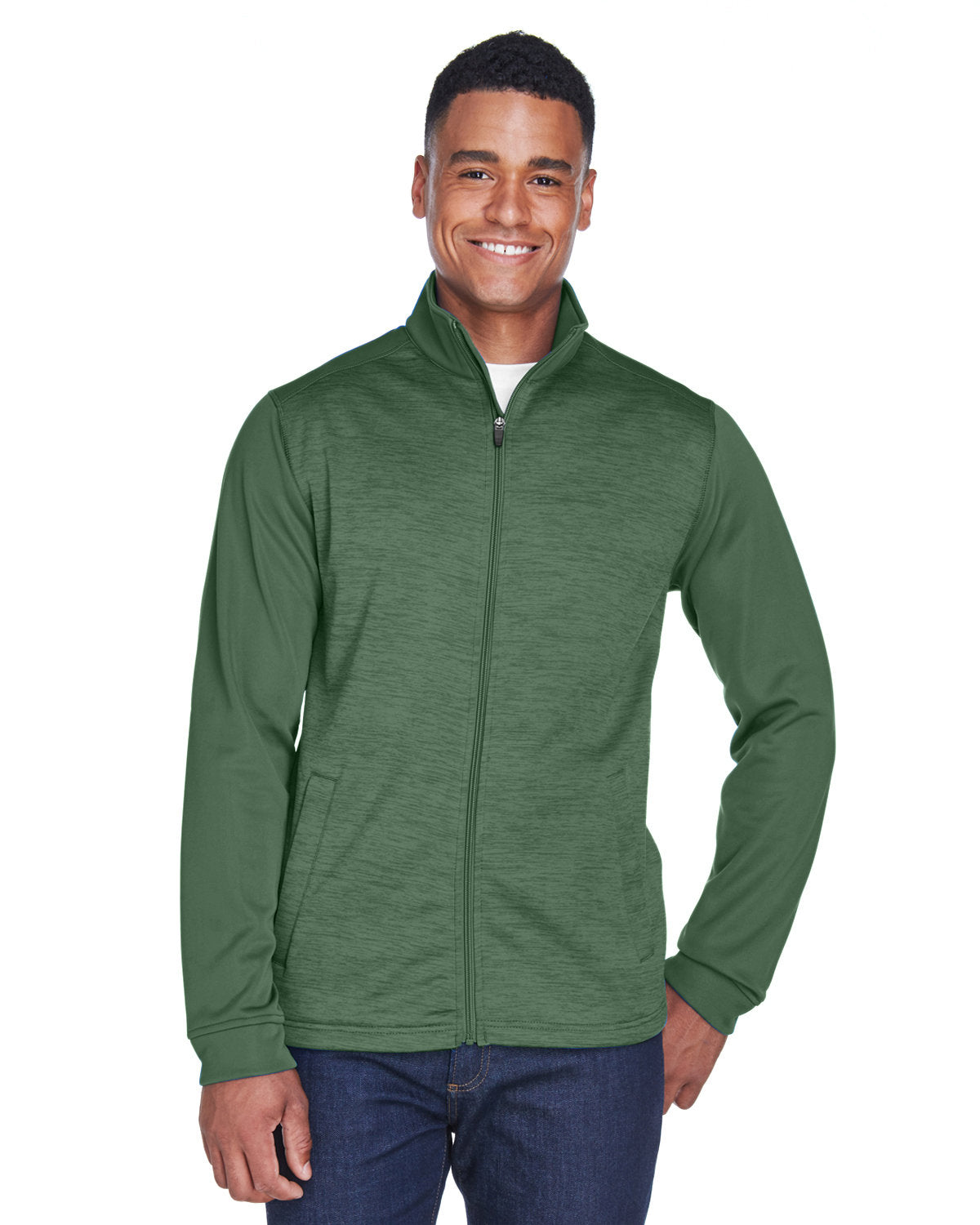 Devon & Jones Men's Newbury Colorblock Mélange Fleece Full-Zip - Front