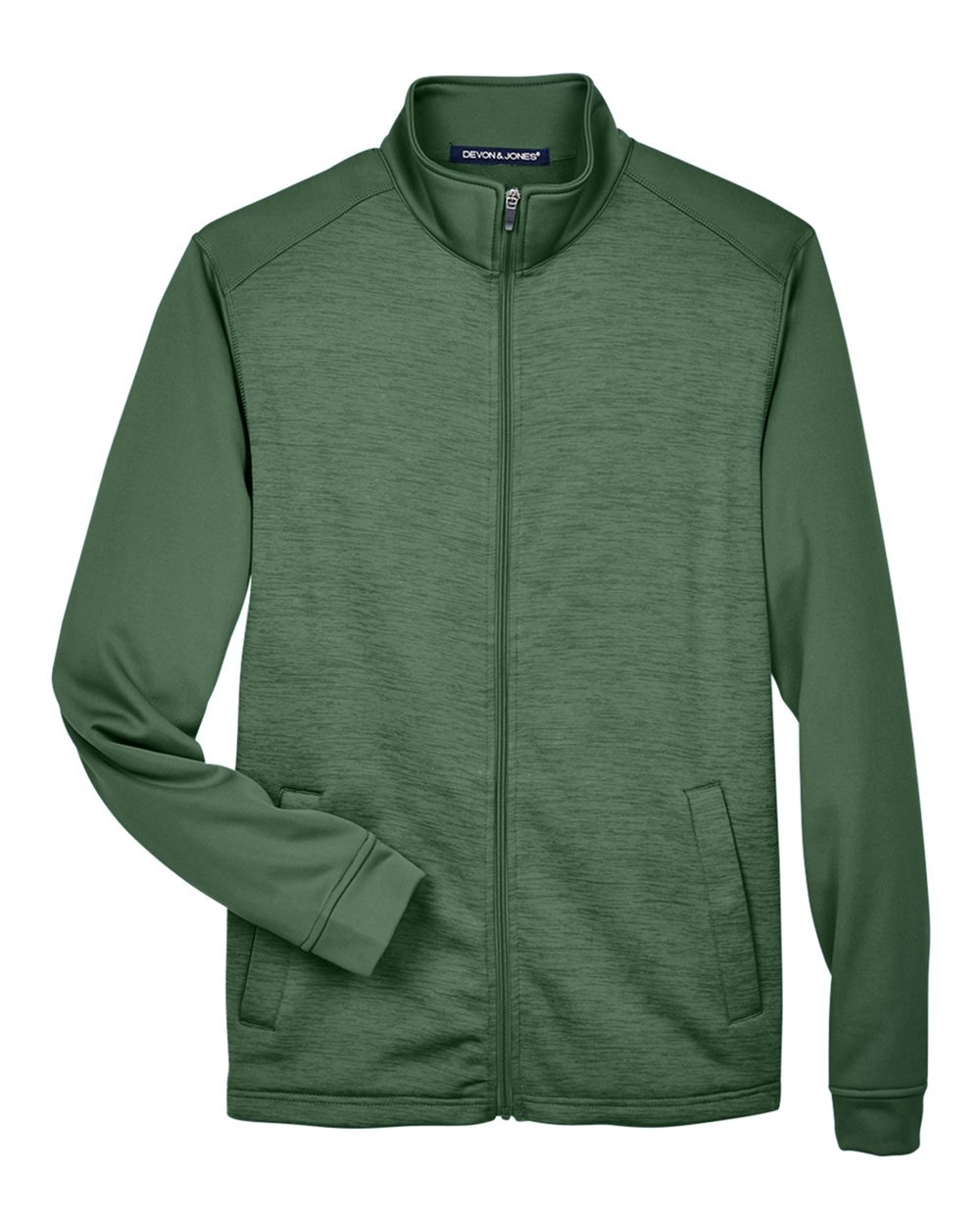 Devon & Jones Men's Newbury Colorblock Mélange Fleece Full-Zip - Forest/ Forest Heather