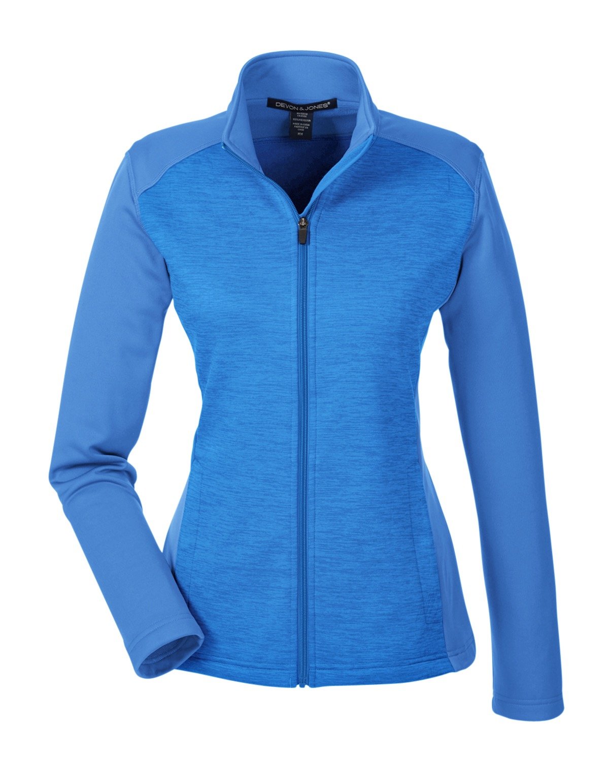 Devon & Jones Ladies' Newbury Colorblock Mélange Fleece Full-Zip - Frch Bl