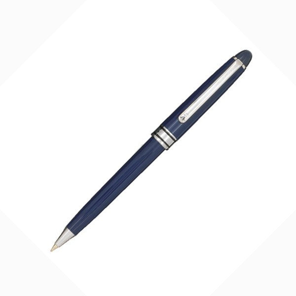 Aurora Plastic Push-Action Pen - Blue With Silver