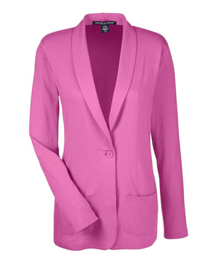 Devon & Jones Ladies' Perfect Fit™ Shawl Collar Cardigan - Charity Pink
