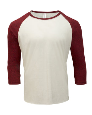 Threadfast Unisex Triblend Three-Quarter Sleeve Raglan - Crm/crd Blk Trb