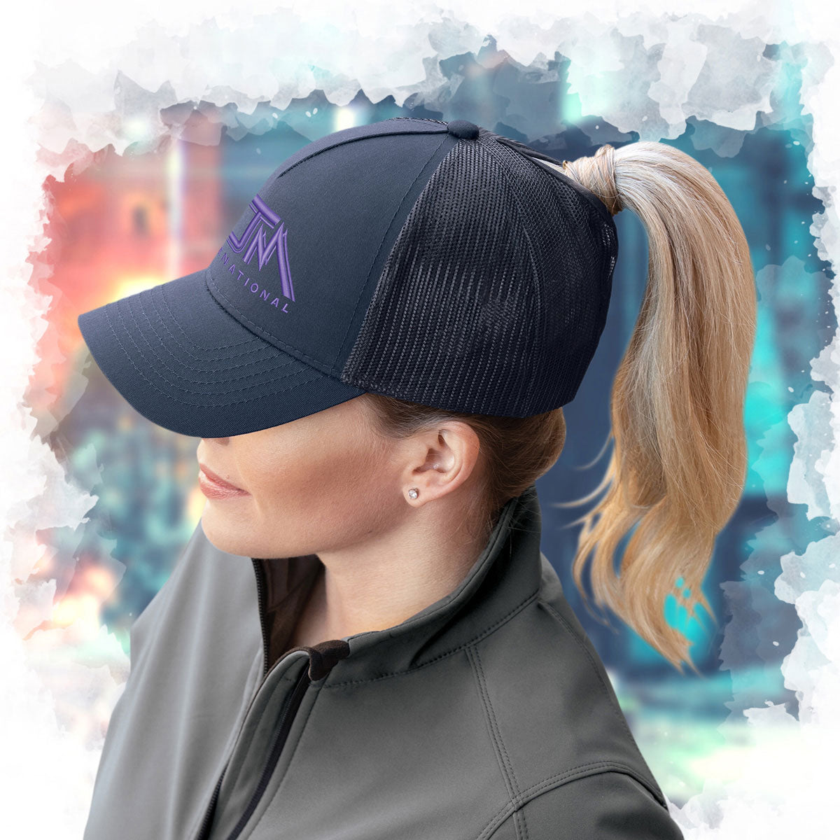 Constructed Full-Fit-Five Mesh Back Cap with Ponytail opening