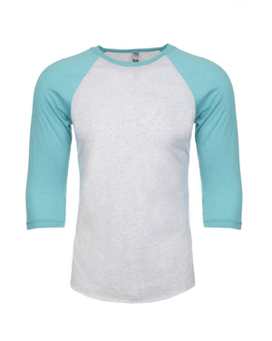 Unisex Triblend Three-Quarter Sleeve Raglan - T Blue/hthr Wht