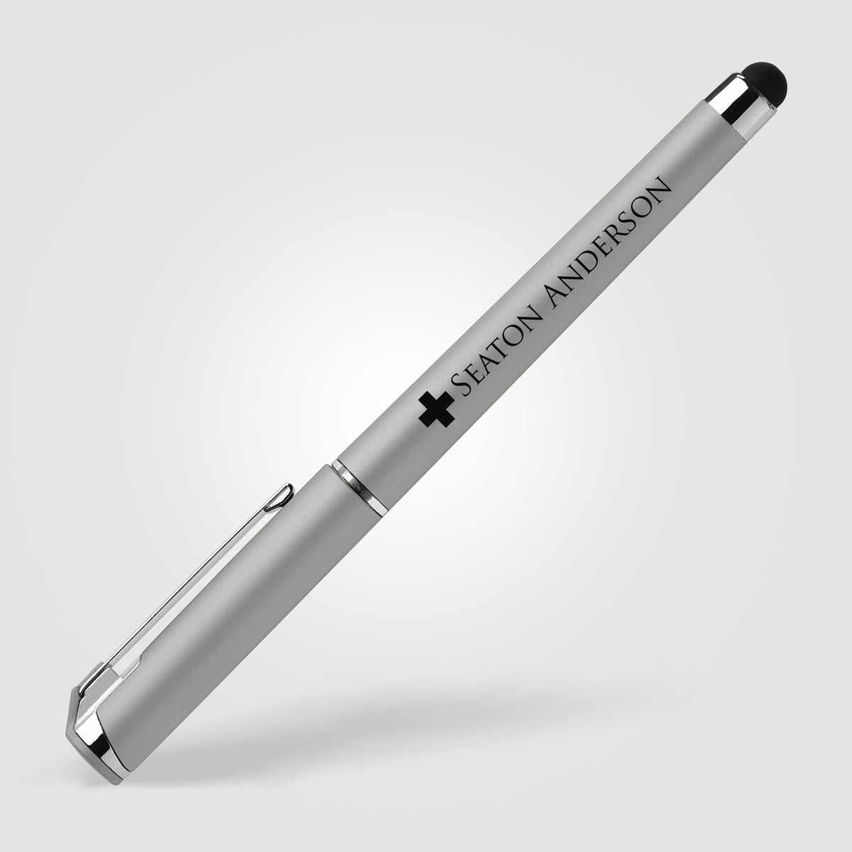 Islander Softy Metallic Gel Pen w/ Stylus - Silver Cool Gray