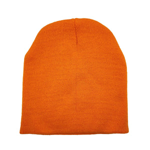 Rolled Down Acrylic Beanie - Orange
