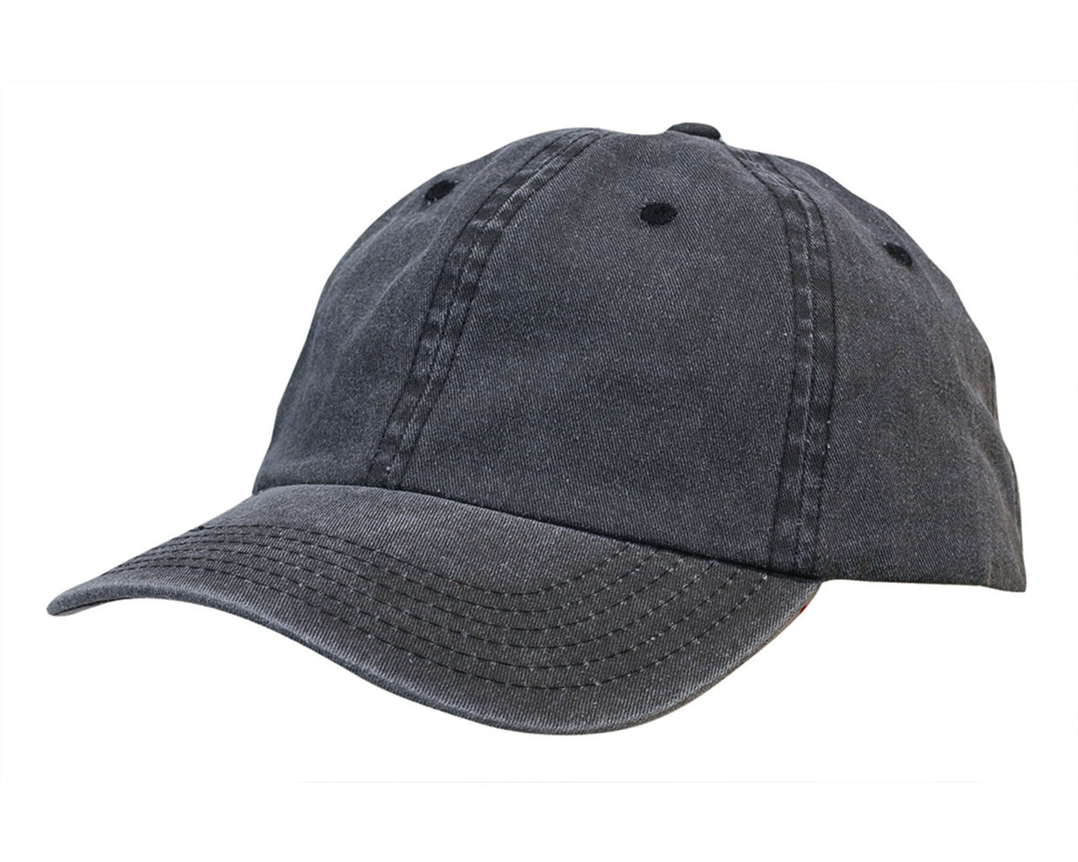 Enzyme Washed Pigment Dyed Cotton Twill Cap - Black