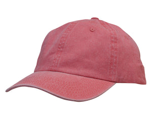 Enzyme Washed Pigment Dyed Cotton Twill Cap - Red
