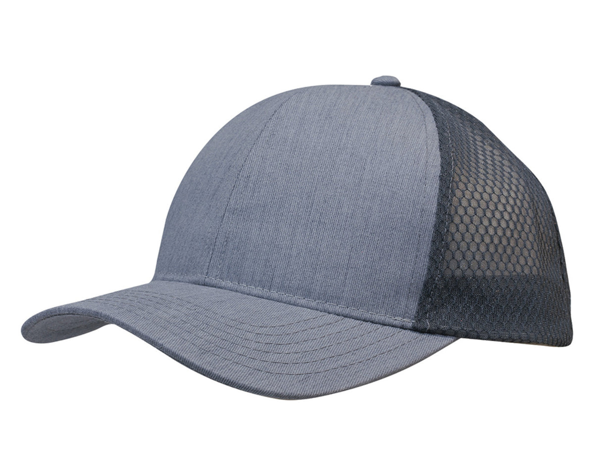 Light Brushed Poly Cotton Marle With Honeycomb Mesh - Grey/Charcoal