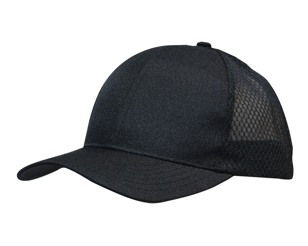Breathable Poly Twill With Honeycomb Mesh - Black