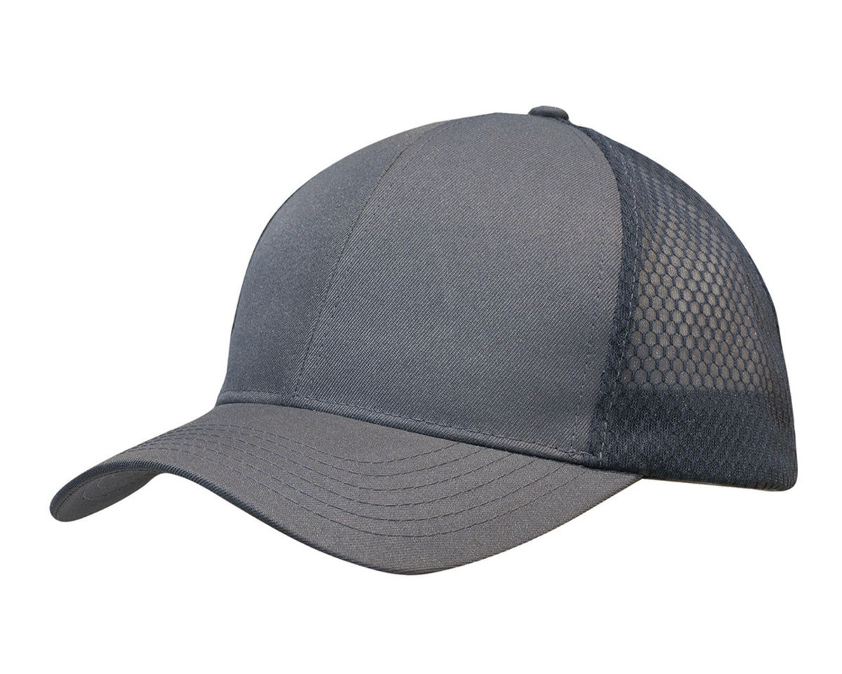 Breathable Poly Twill With Honeycomb Mesh - Charcoal