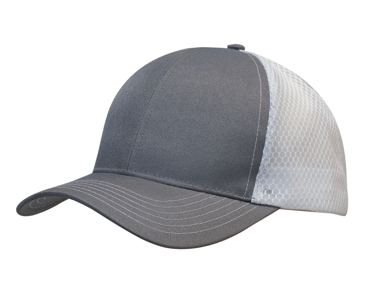 Breathable Poly Twill With Honeycomb Mesh - Charcoal/White