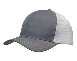 Breathable Poly Twill With Honeycomb Mesh - Charcoal/White