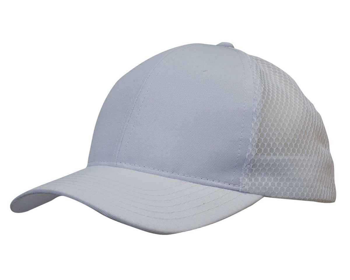 Breathable Poly Twill With Honeycomb Mesh - White