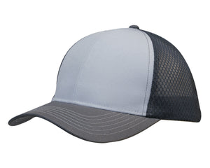 Breathable Poly Twill With Honeycomb Mesh - White/Charcoal