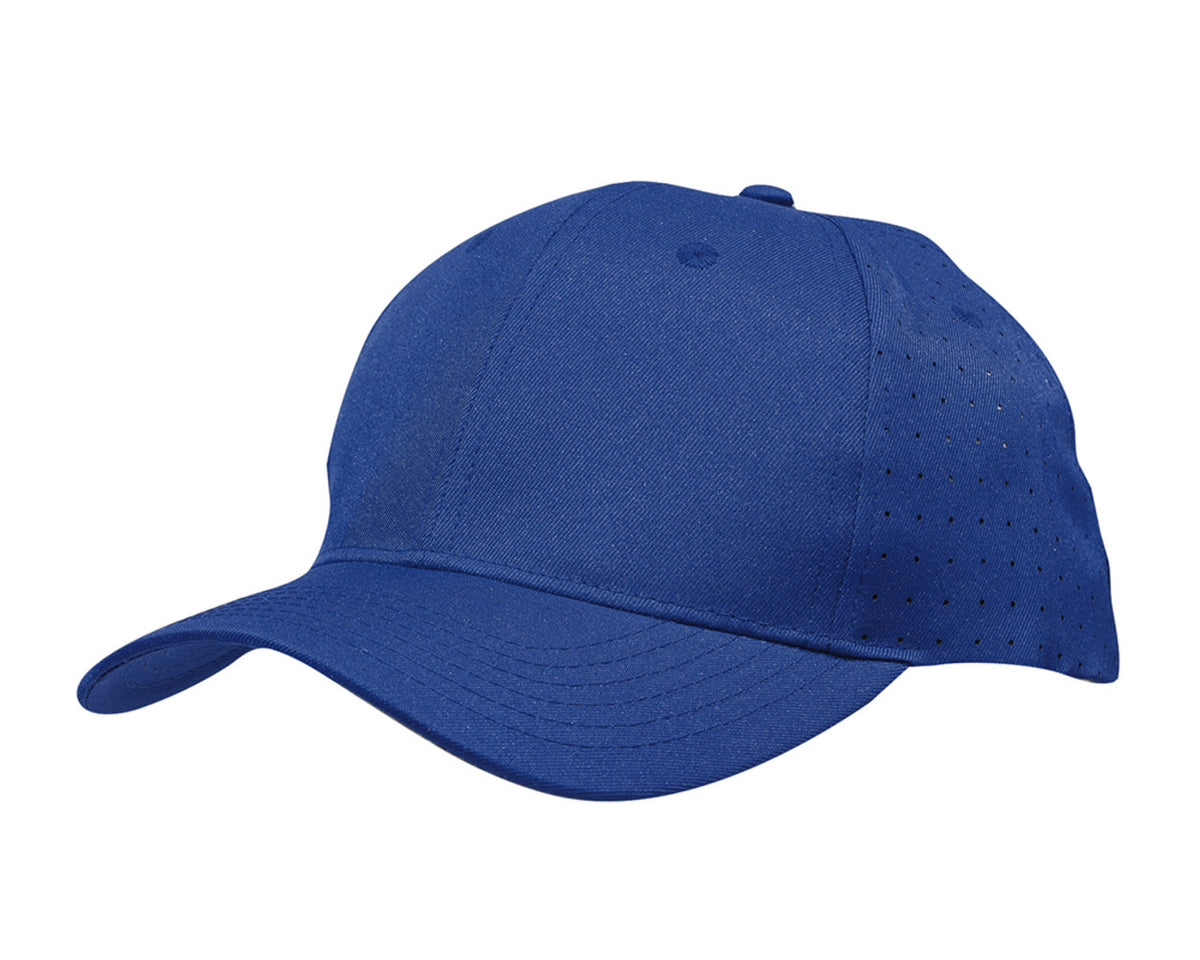 6 Panel Breathable Poly Twill With Circle Perforations - Royal Blue