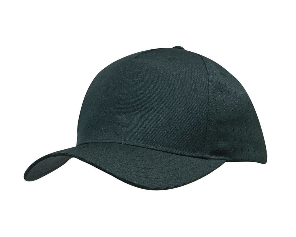 5 Panel Breathable Poly Twill With Circle Perforations - Bottle Green
