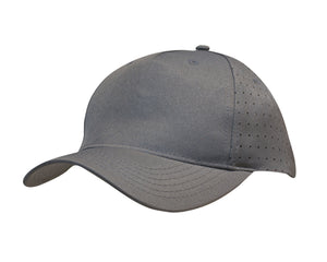 5 Panel Breathable Poly Twill With Circle Perforations - Charcoal
