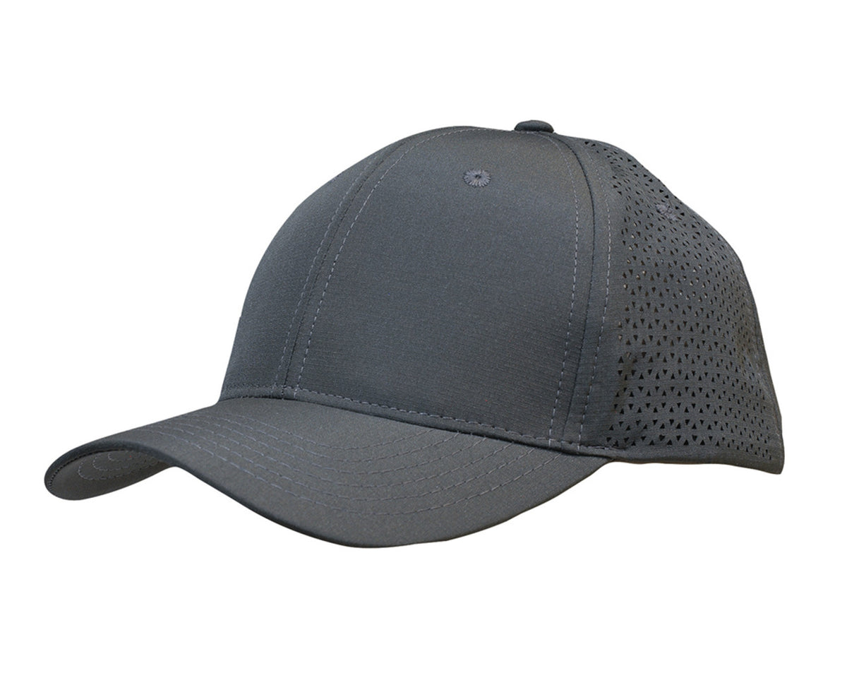 Sports Ripstop Twill With Triangle Perforations - Charcoal