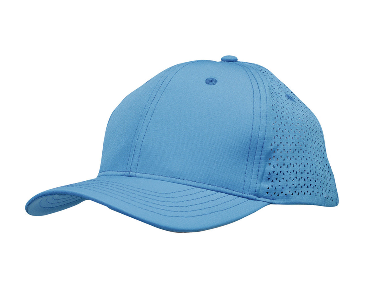 Sports Ripstop Twill With Triangle Perforations - Cyan