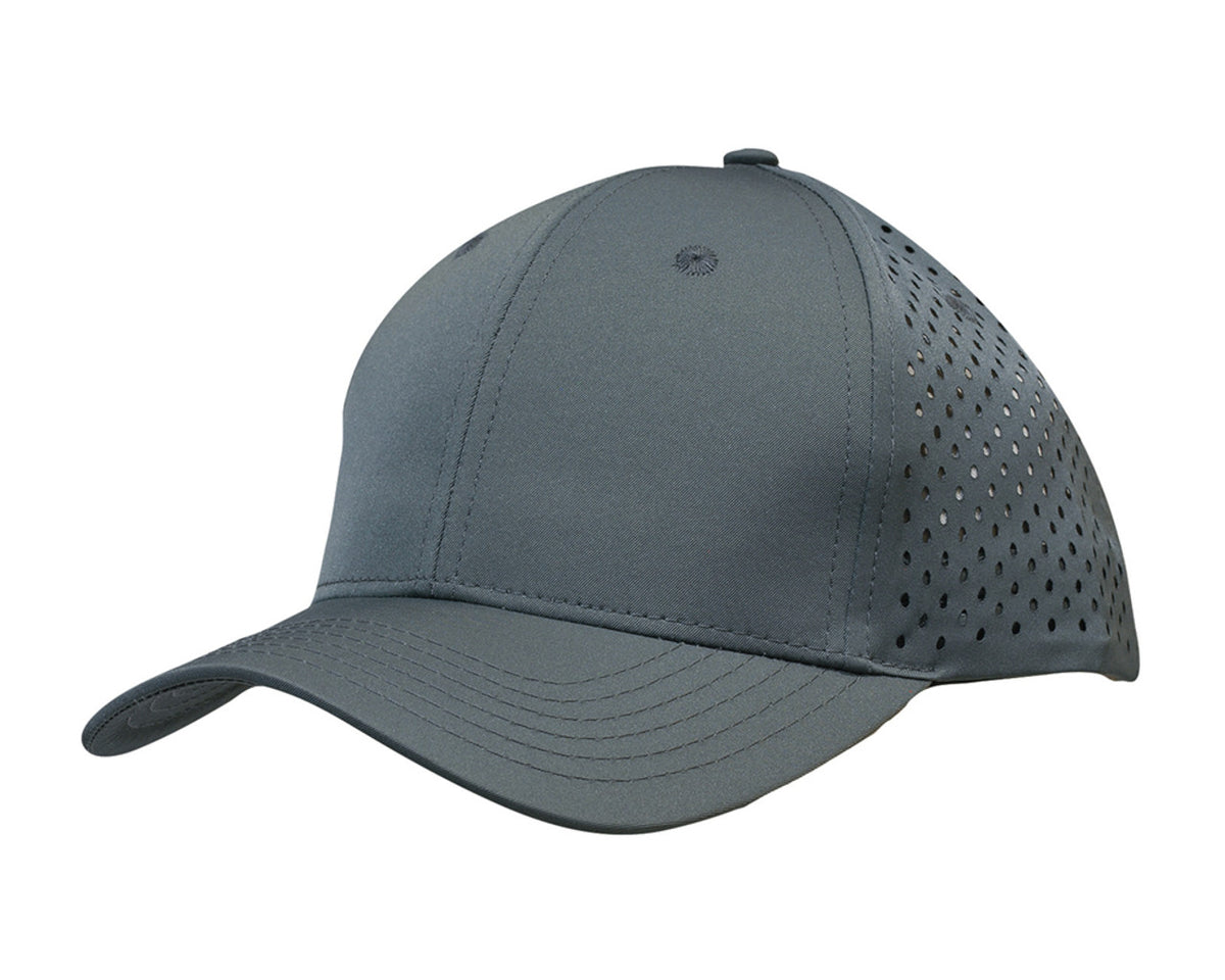 6 Panel Premium Pioneer Sports Twill With Tear Drop Perforations - Gray