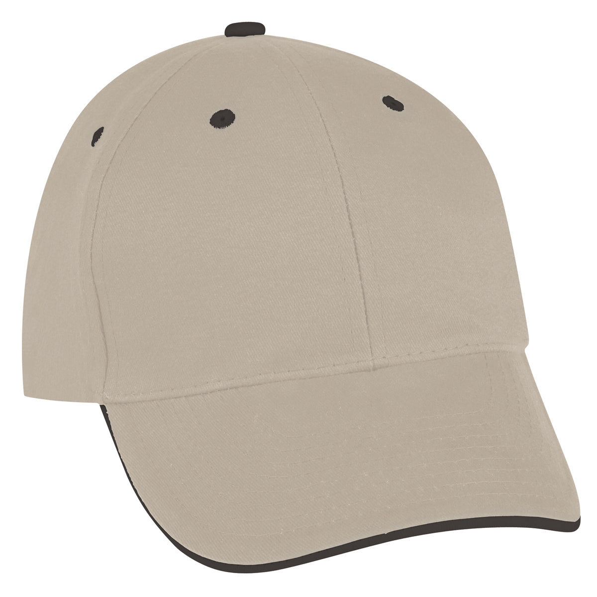 Sandwich Cap - Embroidered - Khaki With Black