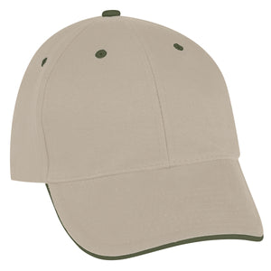 Sandwich Cap - Embroidered - Khaki With Green