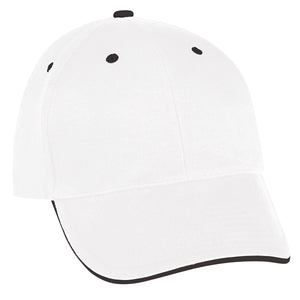 Sandwich Cap - Embroidered - White With Black