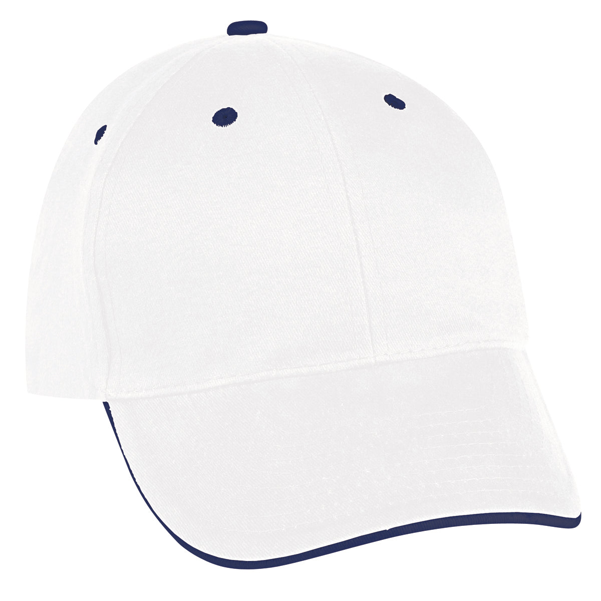 Sandwich Cap - Embroidered - White With Navy