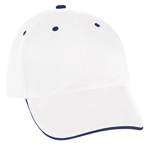 Sandwich Cap - Embroidered - White With Navy