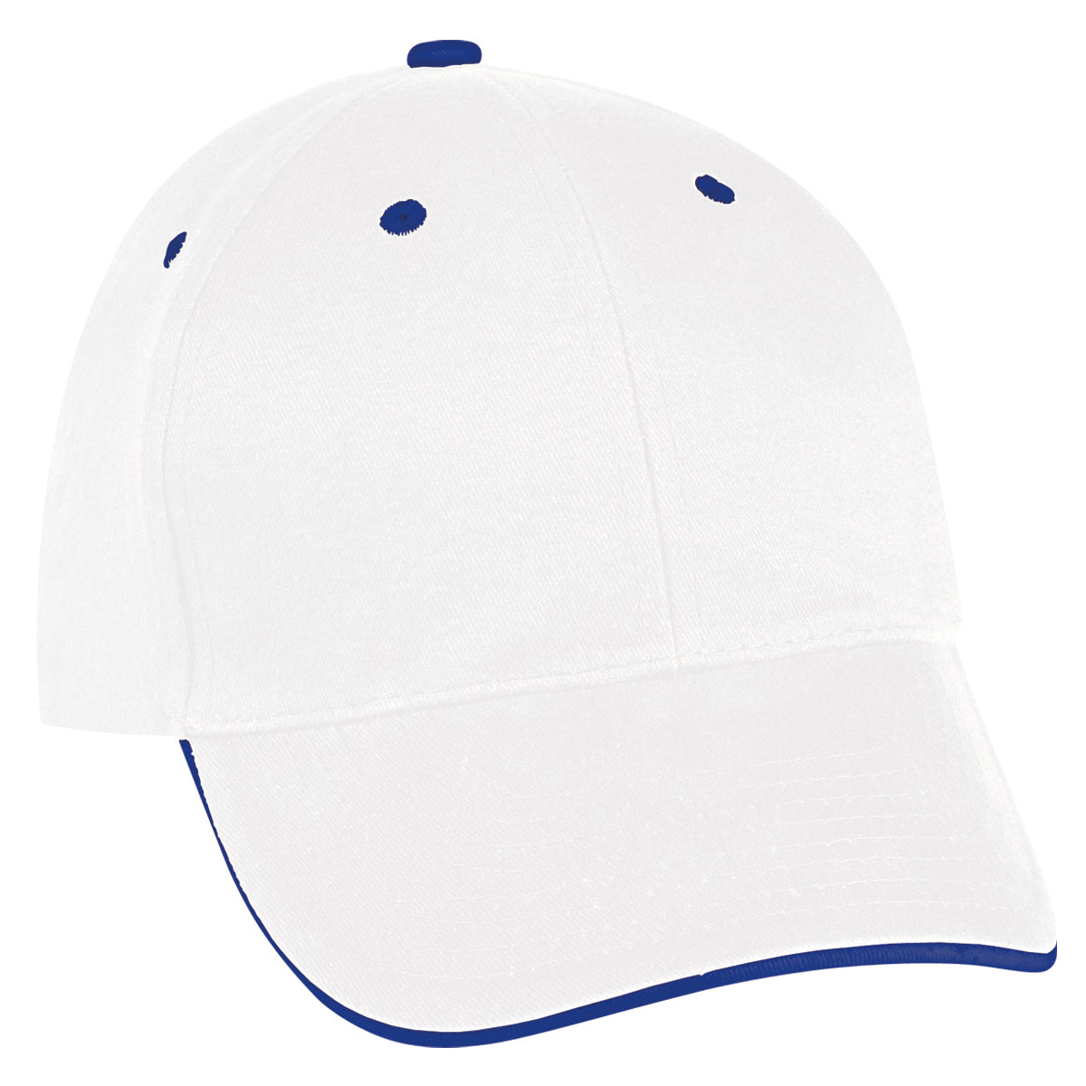 Sandwich Cap - Embroidered - White With Royal Blue
