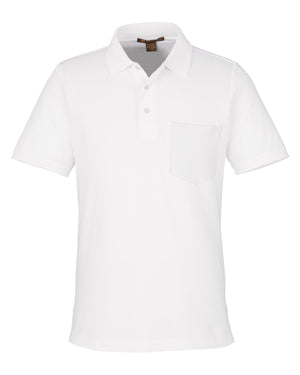 Harriton Men's Valiant Cotton Snag Protect Pocket Polo - White