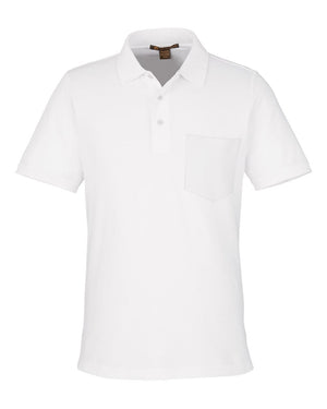 Harriton Men's Valiant Cotton Snag Protect Pocket Polo - White