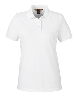 Harriton Ladies' Valiant Cotton Snag Protect Polo - White