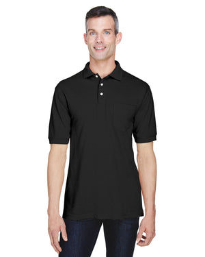 Harriton Men's Easy Blend™ Polo with Pocket - Black