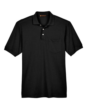 Harriton Men's Easy Blend™ Polo with Pocket - Black