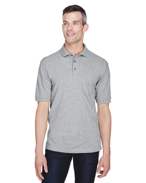 Harriton Men's Easy Blend™ Polo with Pocket - Grey Heather