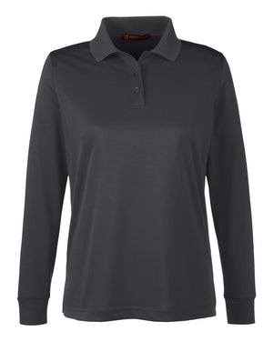 Harriton Ladies' Advantage Snag Protection Plus IL Long Sleeve Polo - Dark Charcoal