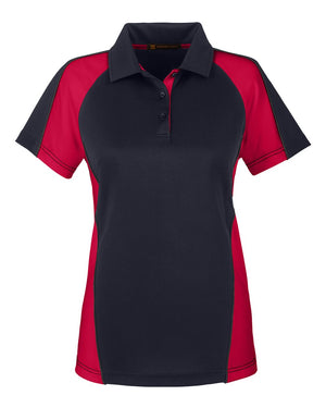 Harriton Ladies' Advantage Snag Protection Plus IL Colorblock Polo - Black/ Red/ Dark Charcoal