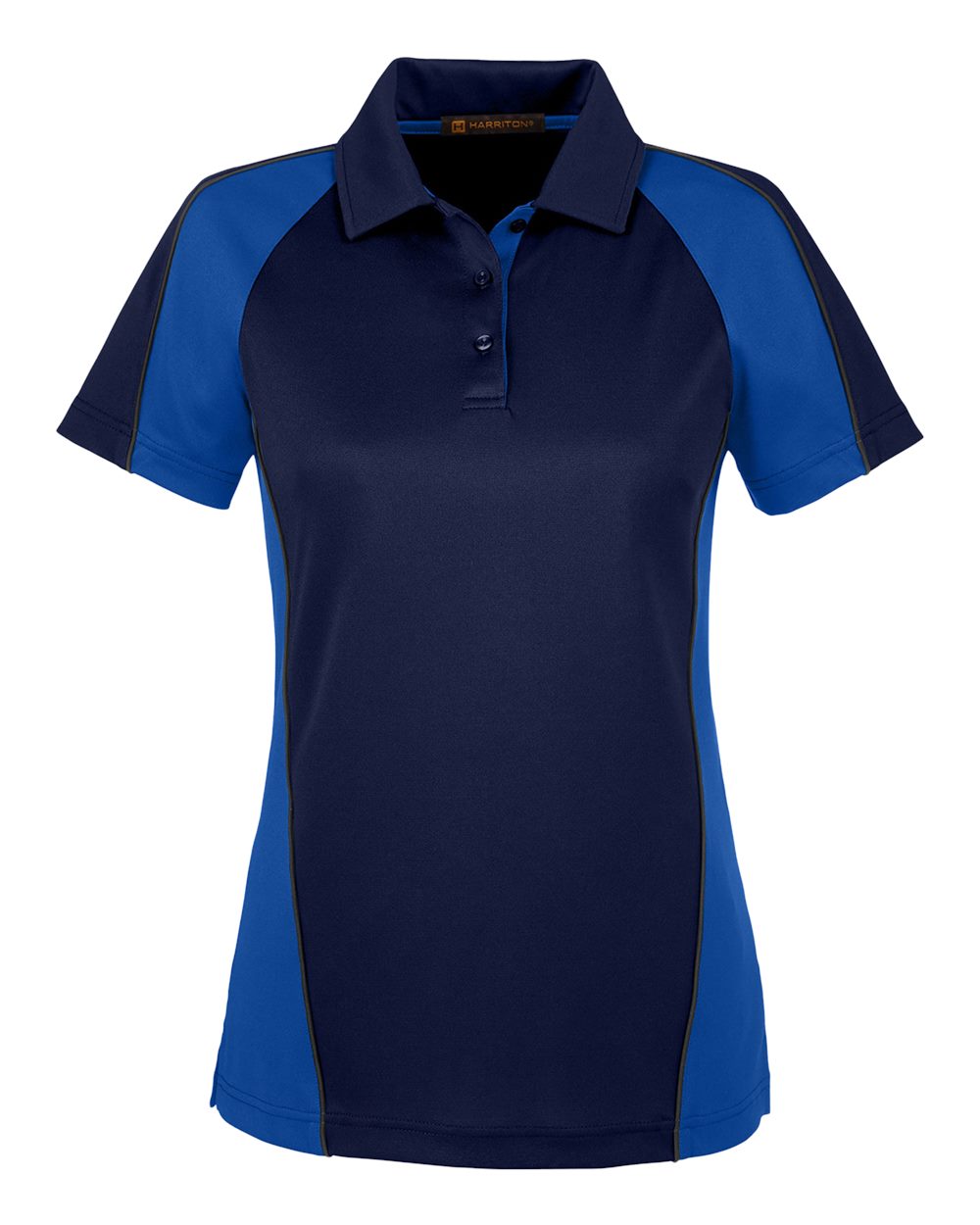 Harriton Ladies' Advantage Snag Protection Plus IL Colorblock Polo - Dark Navy/ True Royal/ Dark Charcoal