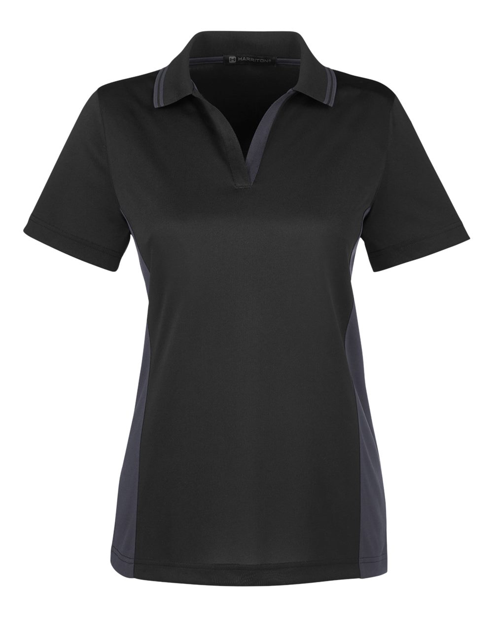 Harriton Ladies' Flash Snag Protection Plus IL Colorblock Polo - Black/ Dark Charcoal