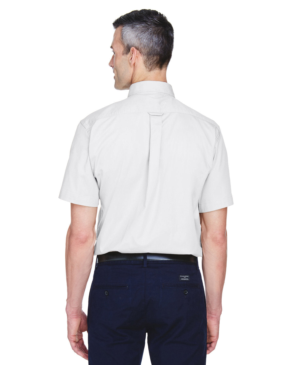 Harriton Men's Easy Blend™ Short-Sleeve Twill Shirt with Stain-Release - Back