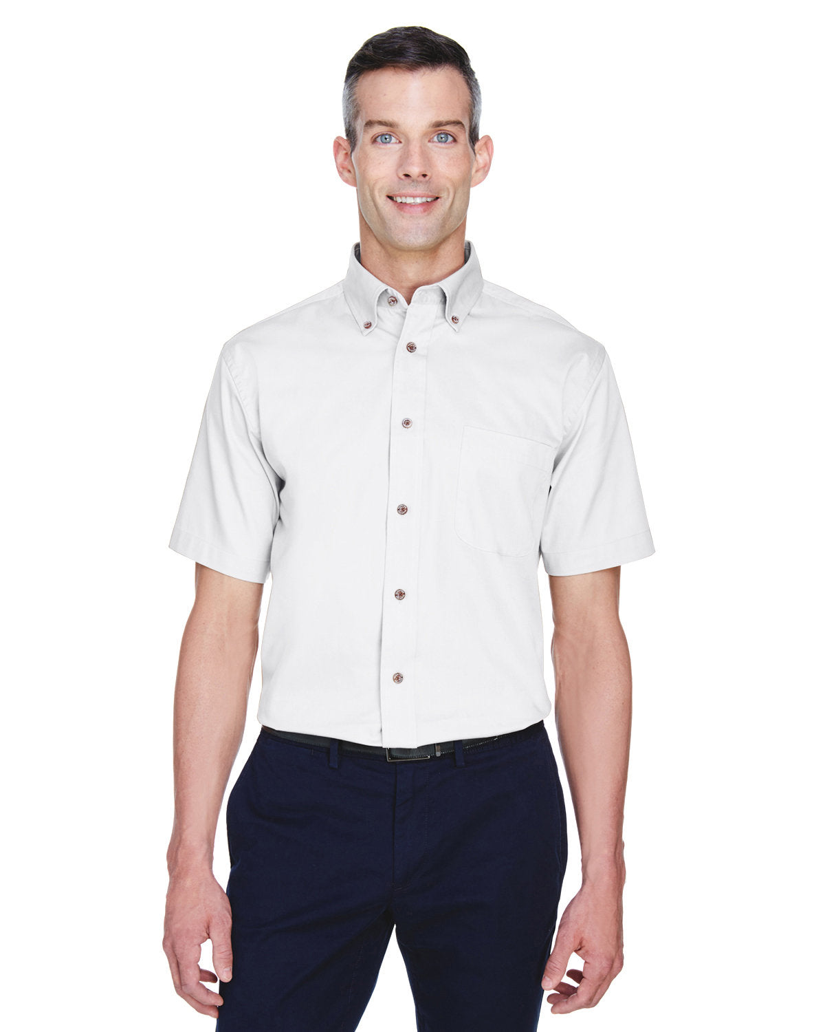 Harriton Men's Easy Blend™ Short-Sleeve Twill Shirt with Stain-Release - Front